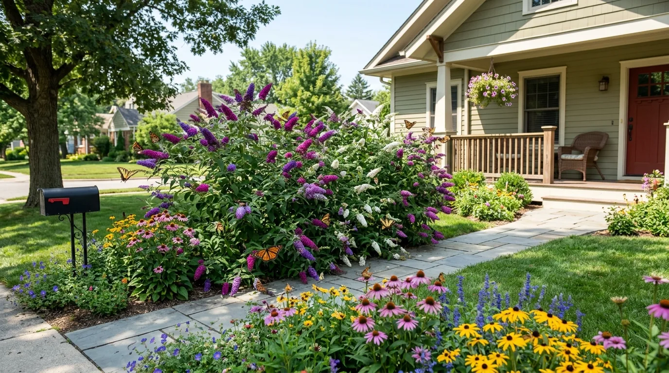 Flowering Shrub in a Corner Bed